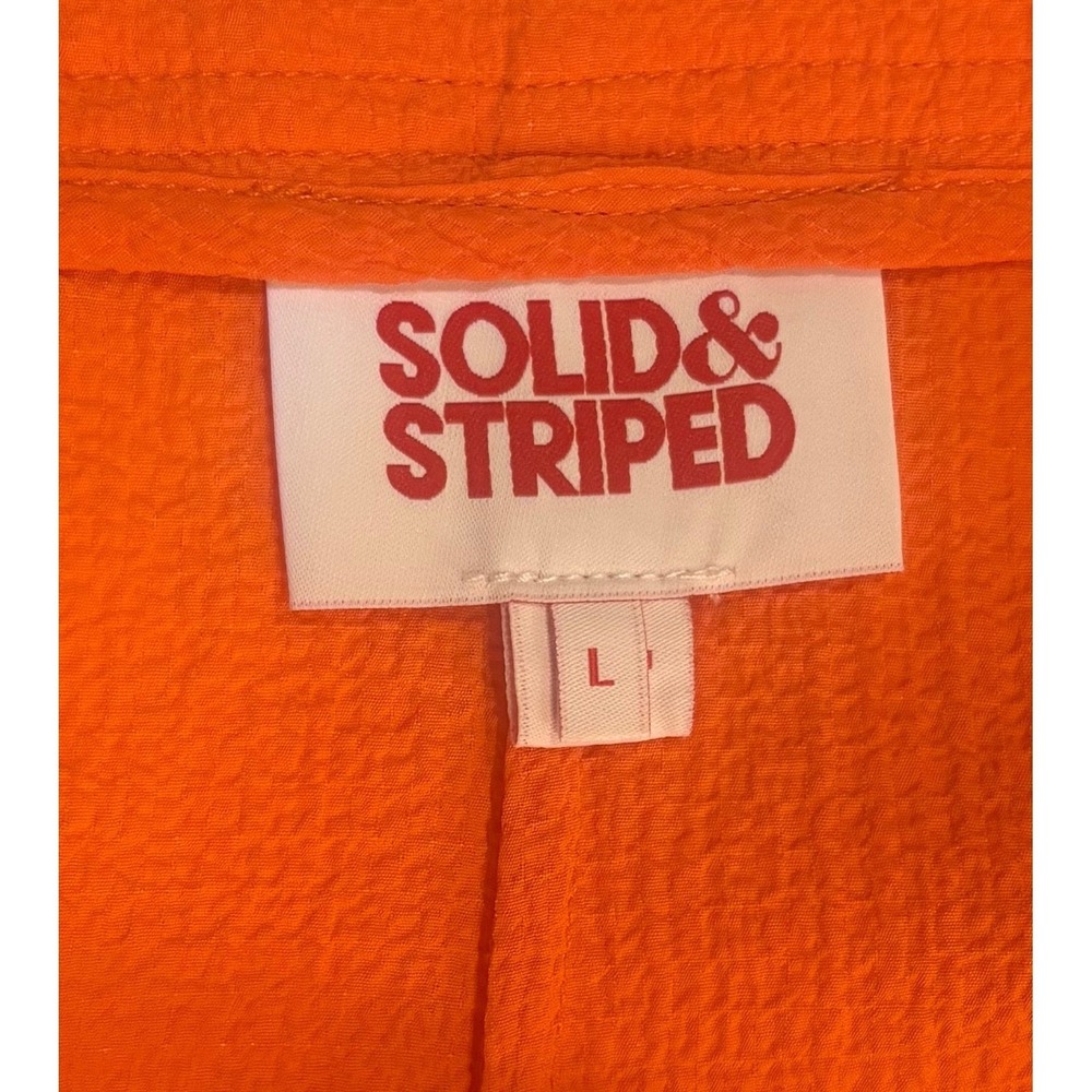 Solid & Striped Tangerine Roya Wide Leg Seersucker Resort Pants Cover Up Size L - Picture 6 of 8